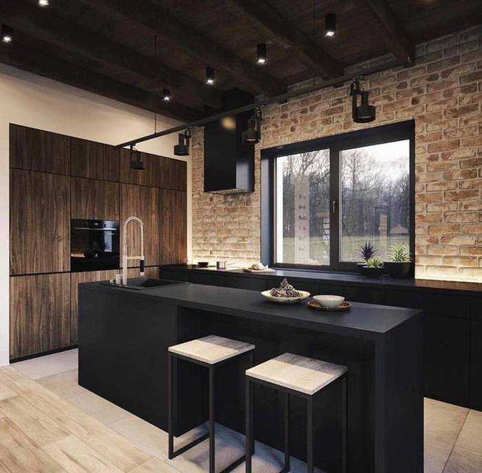 Brown and black kitchen decor