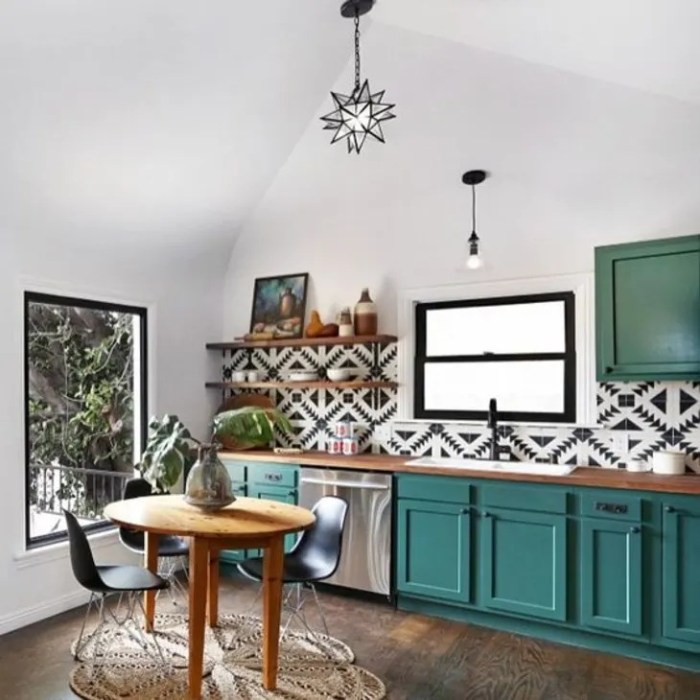 Teal color kitchen decor